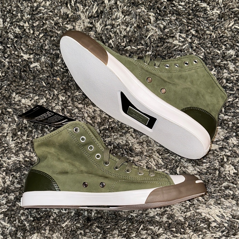 New Converse Jack Purcell Mid in Olive Green / Army Green Gum - Picture 8 of 14